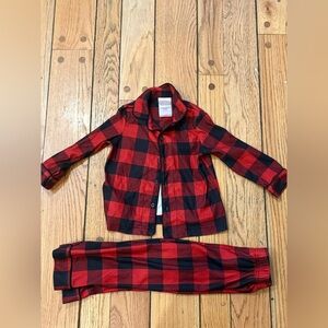 Wondershop Kids Plaid Flannel Pajama Set - Red and Black Toddler 2T
